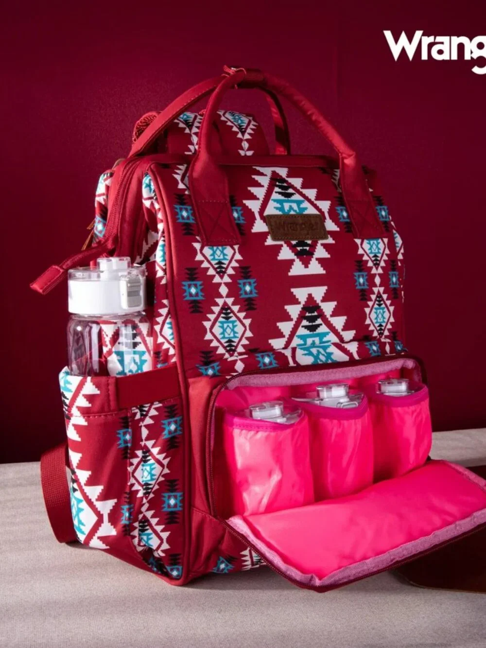 Wrangler Allover Wrangler Aztec Printed Callie Backpack - Burgundy